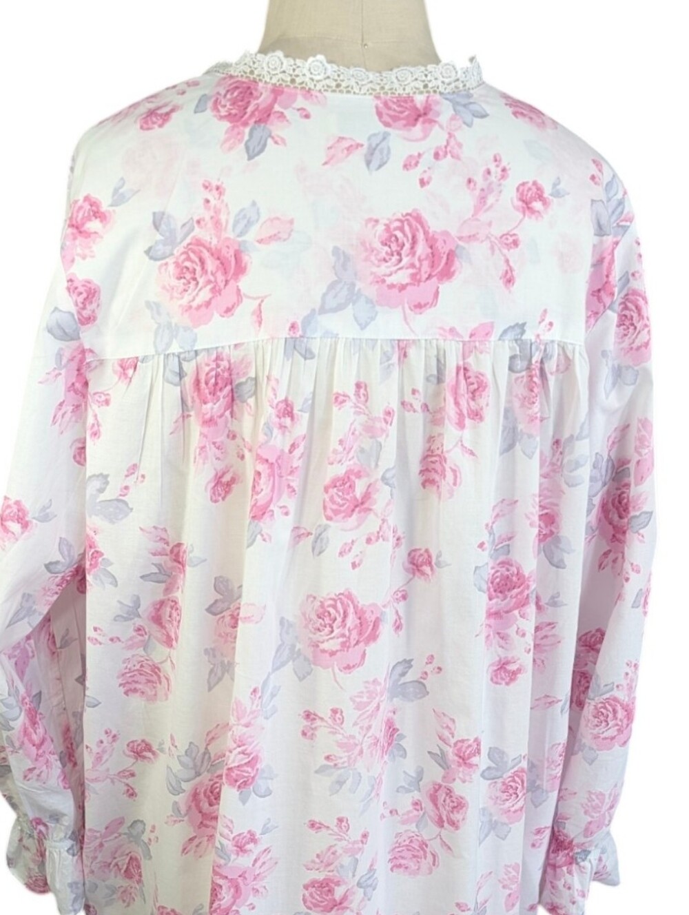 EILEEN WEST Cotton Floral Lace-Trim Button Front Traditional  Nightgown. XL - Picture 12 of 16